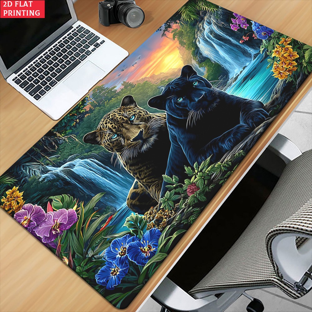 2D Flat 1pc Panther Falls Pattern Pad for Desk, Gaming, Office Decor, Non-Slip