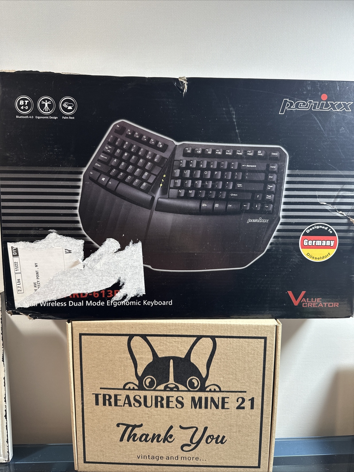Perixx PERIBOARD 613B Compact Wireless Ergonomic Split Keyboard DUAL (4B68)