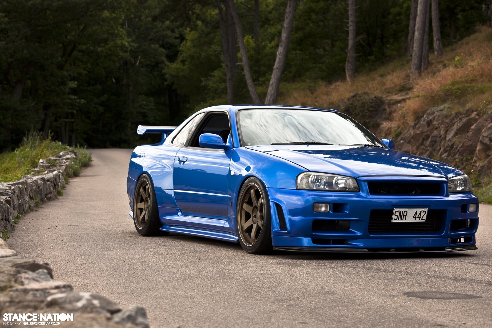 Cars 2001 nissan skyline r34 gt r tuning custom Desk Mat Stitched