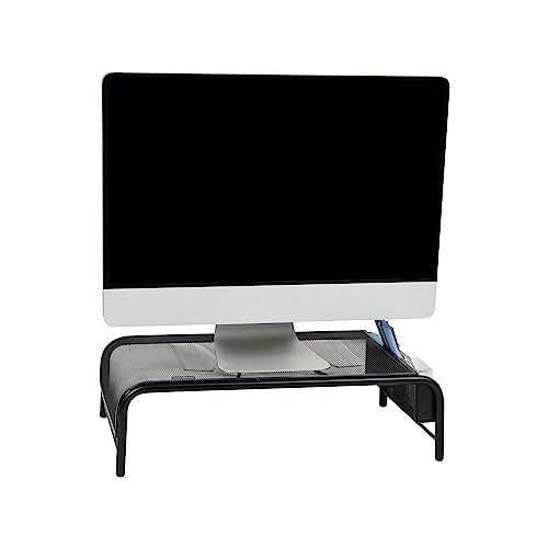 MIND READER MONITOR STAND, VENTILATED LAPTOP RISER, DESKTOP ORGANIZER, -  BLACK