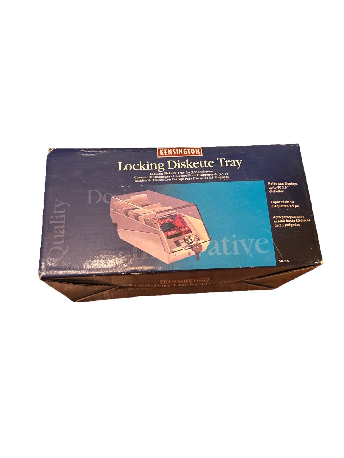 3.5” Kensington Media Lock Box holds 50 3.5" diskettes Vintage NOS