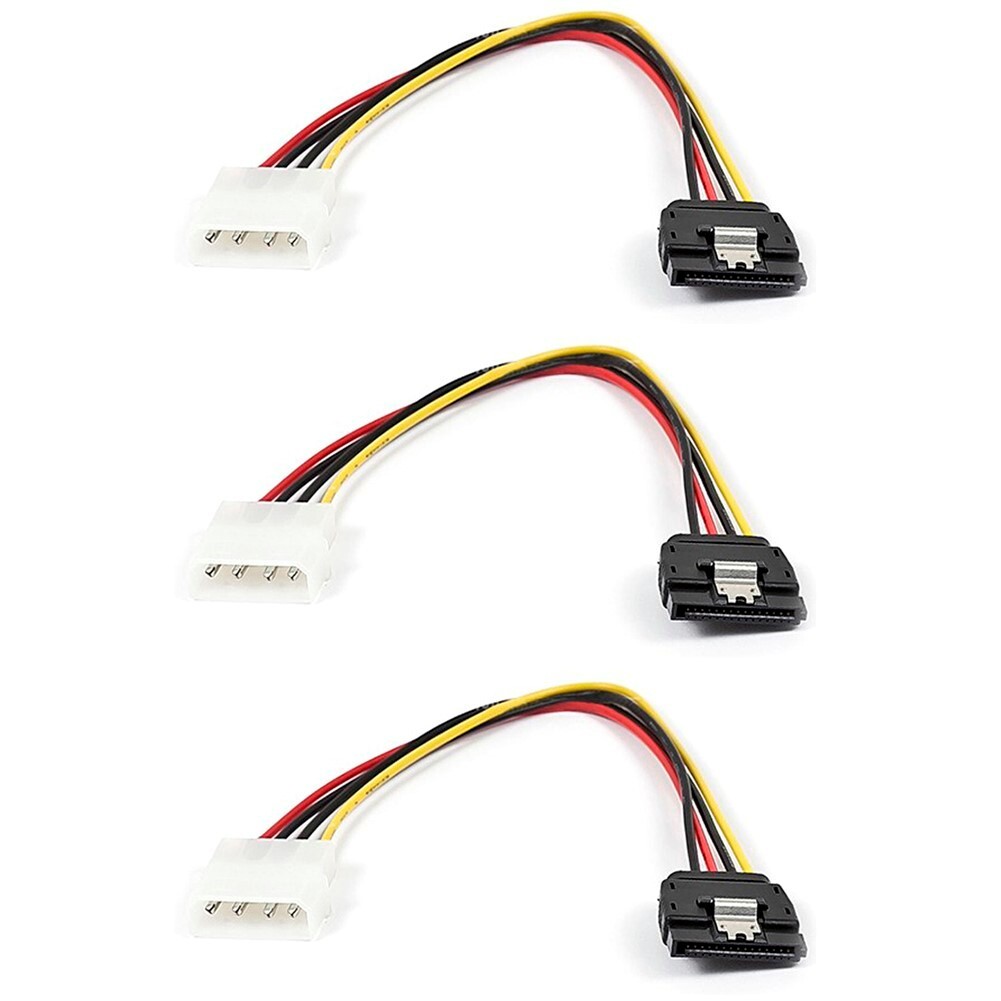3 Pcs SATA Serial ATA 15-Pin Female to Molex 4-Pin Male HDD Drive Power Cable