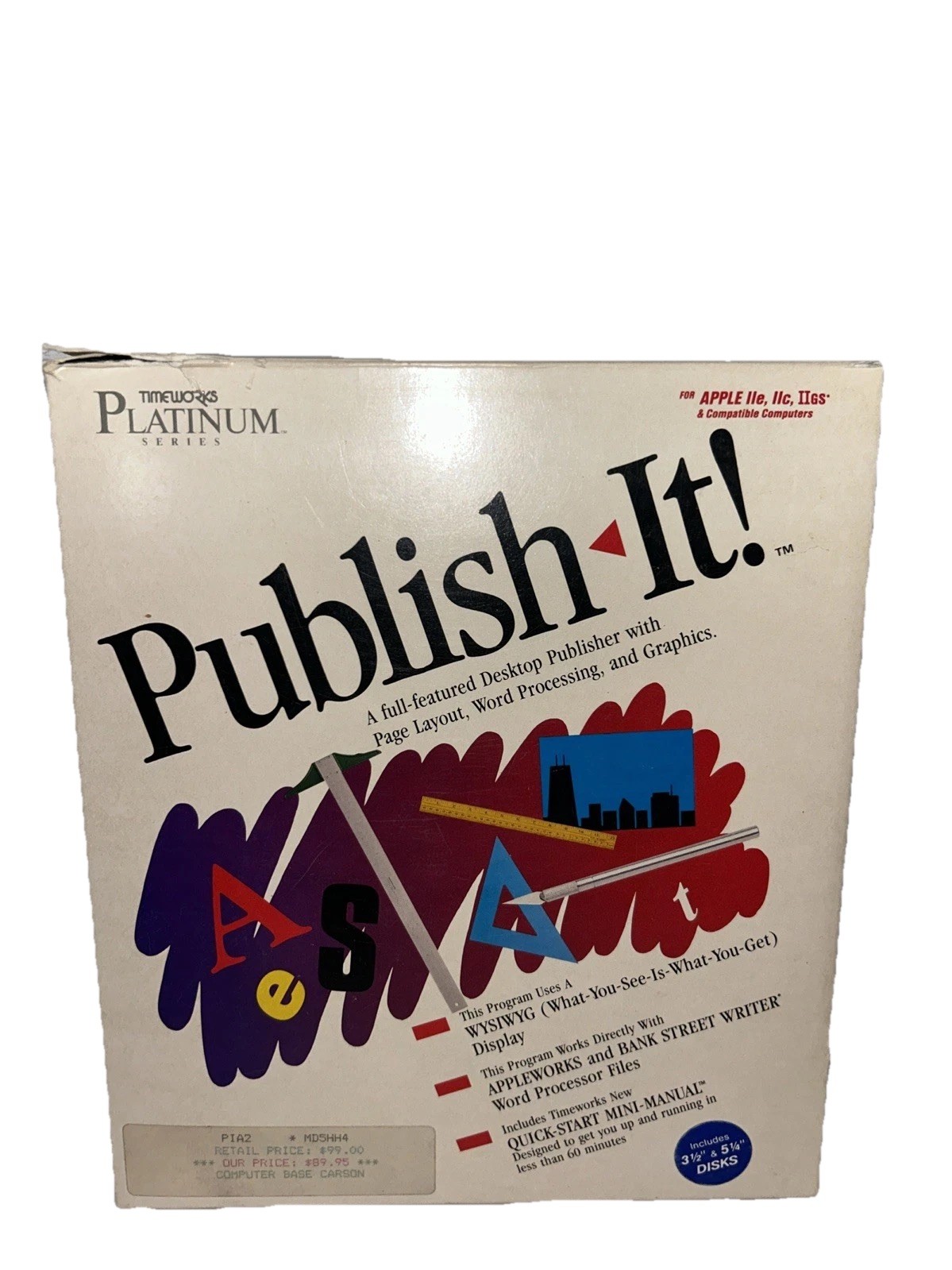 Timeworks Platinum Publish-It for Apple IIc, Appleoworks and bank street writer