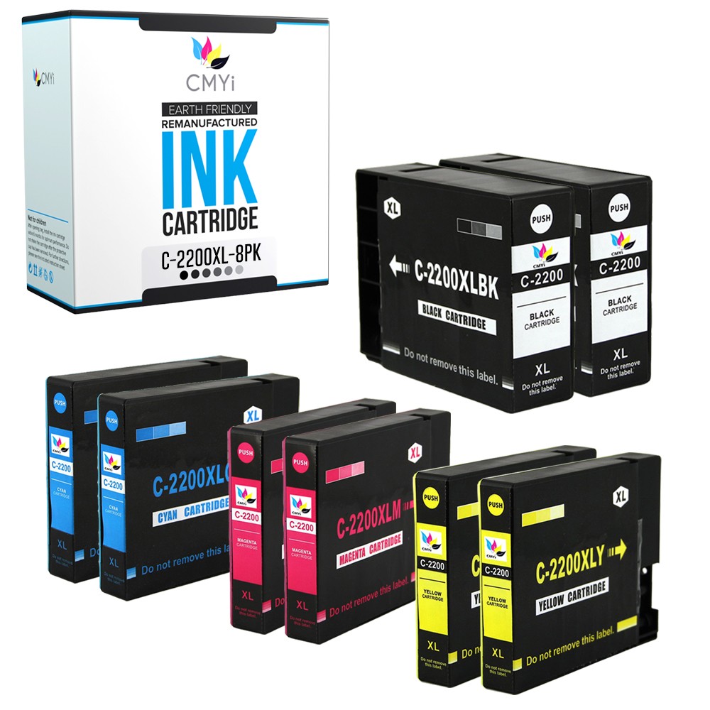 CMYi 8-Pack Compatible PGI-2200XL Ink Cartridge fits Canon MAXIFY iB4120 MB5020