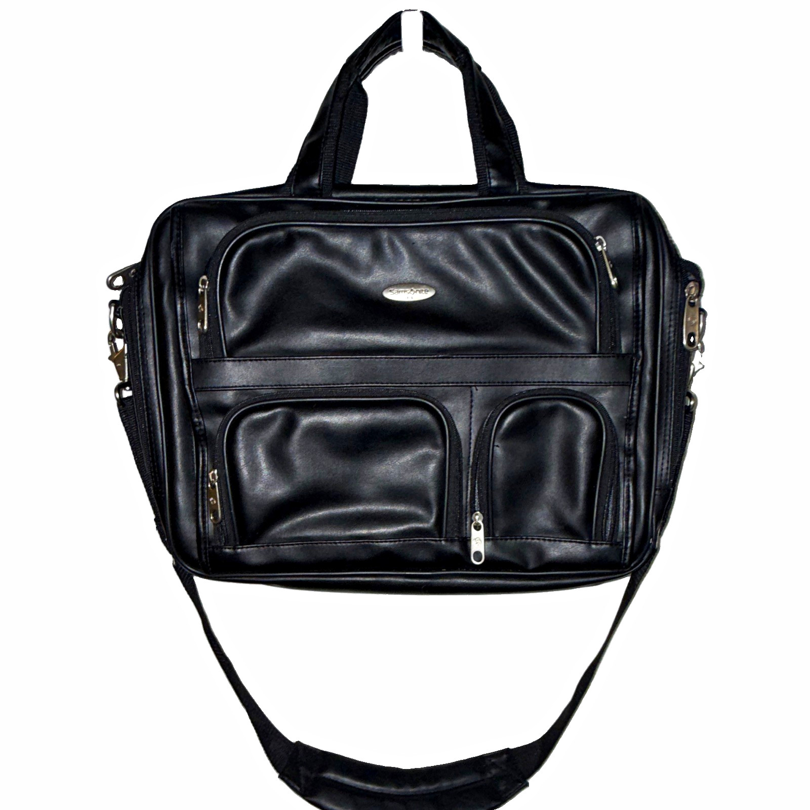 Samsonite Genuine Leather Laptop Briefcase Black Business Messenger Bag Shoulder