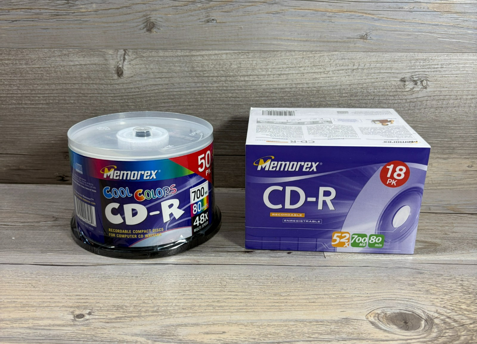Lot Memorex CD-R 18 Pack w/ Cases & 50pk Colors 700 MB 80 Min Sealed Blank Discs