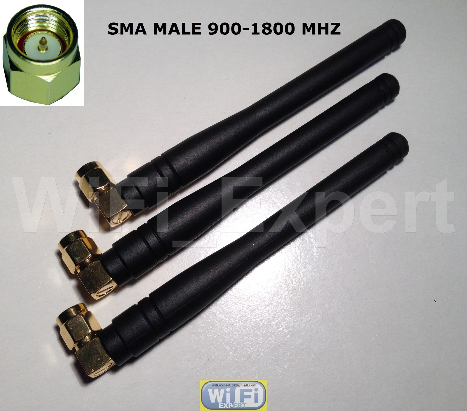 3 x HIGH GAIN 2 - 3dBi 900 - 1800 MHz SMA male Right angle GSM GPRS Antenna USA