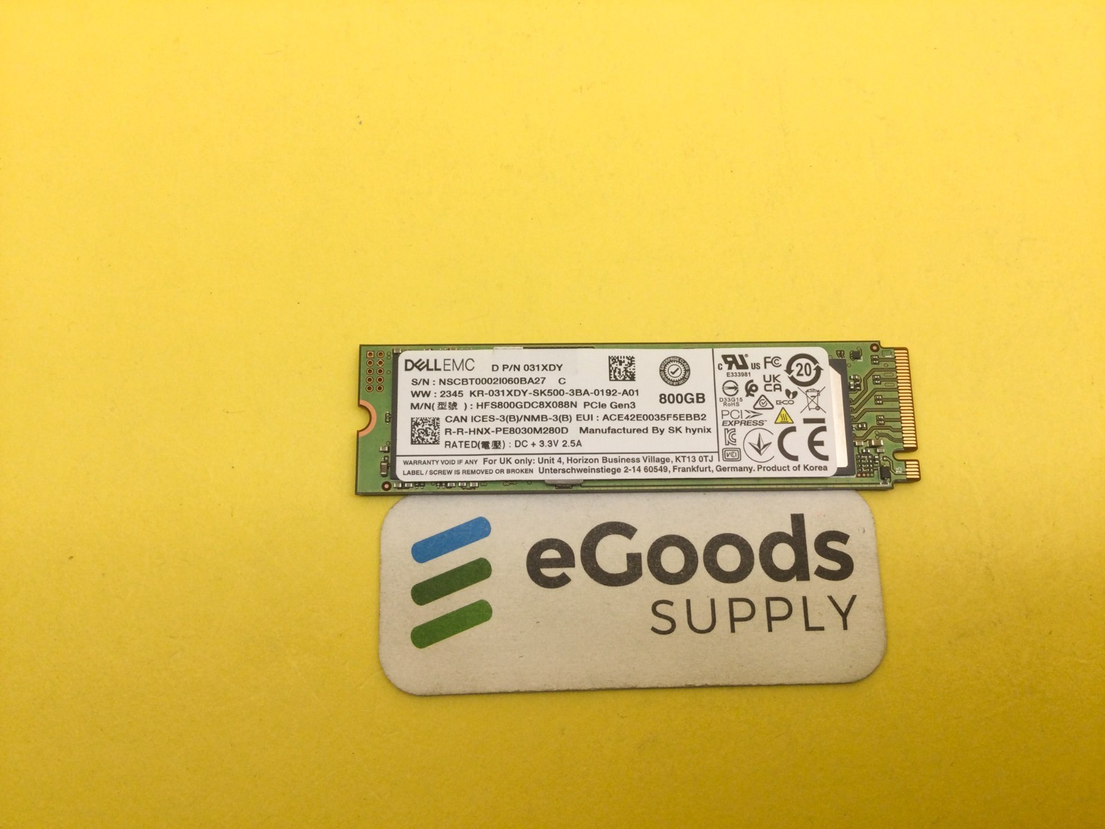 HFS800GDC8X088N Dell 800GB M.2 2280 MU TLC PCIe Gen3 x4 NVMe SSD 031XDY