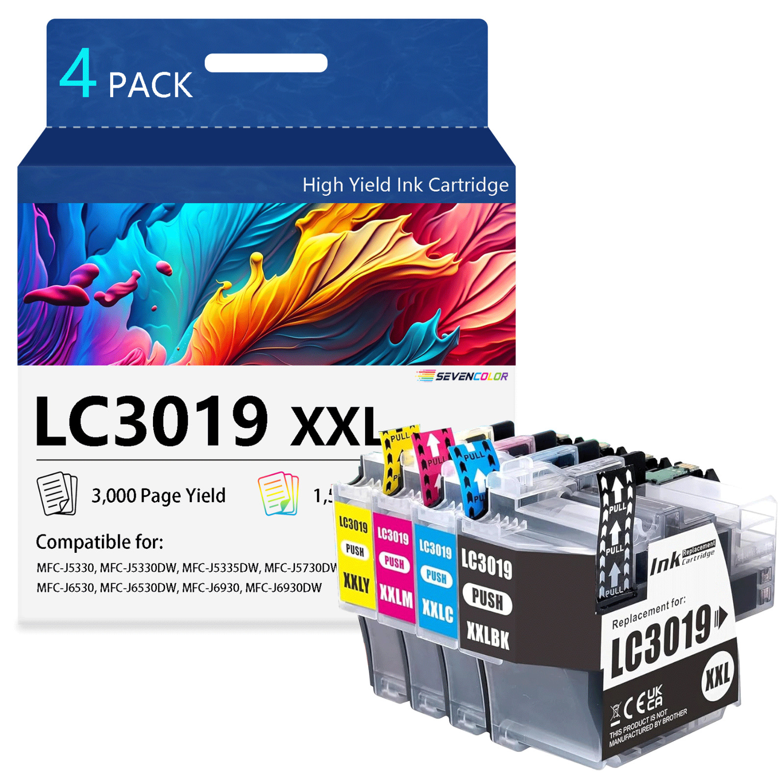 LC3019XXL Ink Cartridge for MFC-J5330DW, MFC-J6530DW, MFC-J6930DW Printer-4Pack