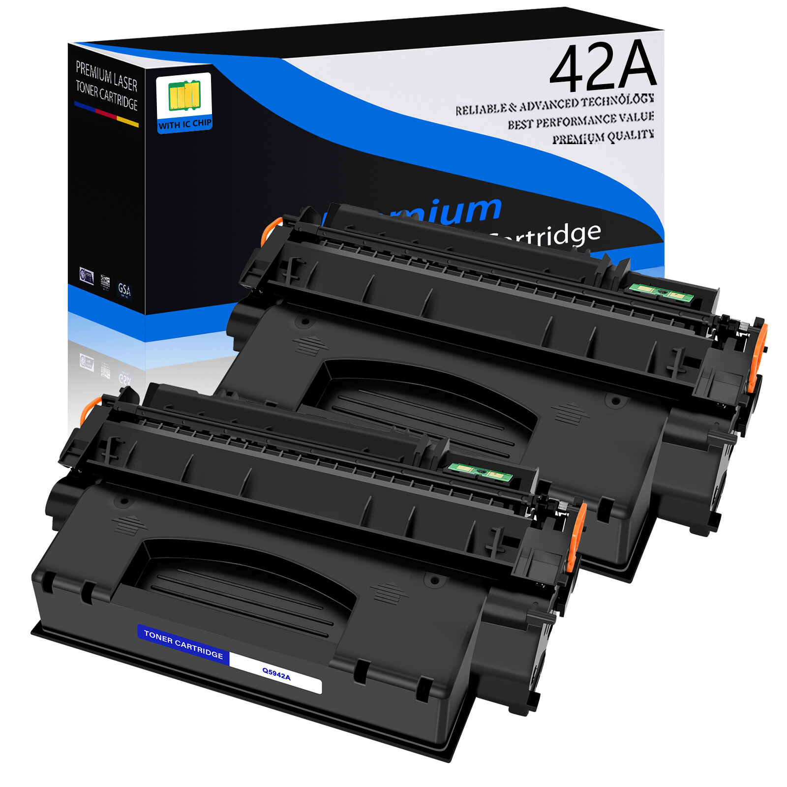 2PK Black Q5942A 42A Toner Cartridge for HP LaserJet 4250tn 4350 4350dtn 4350dtn