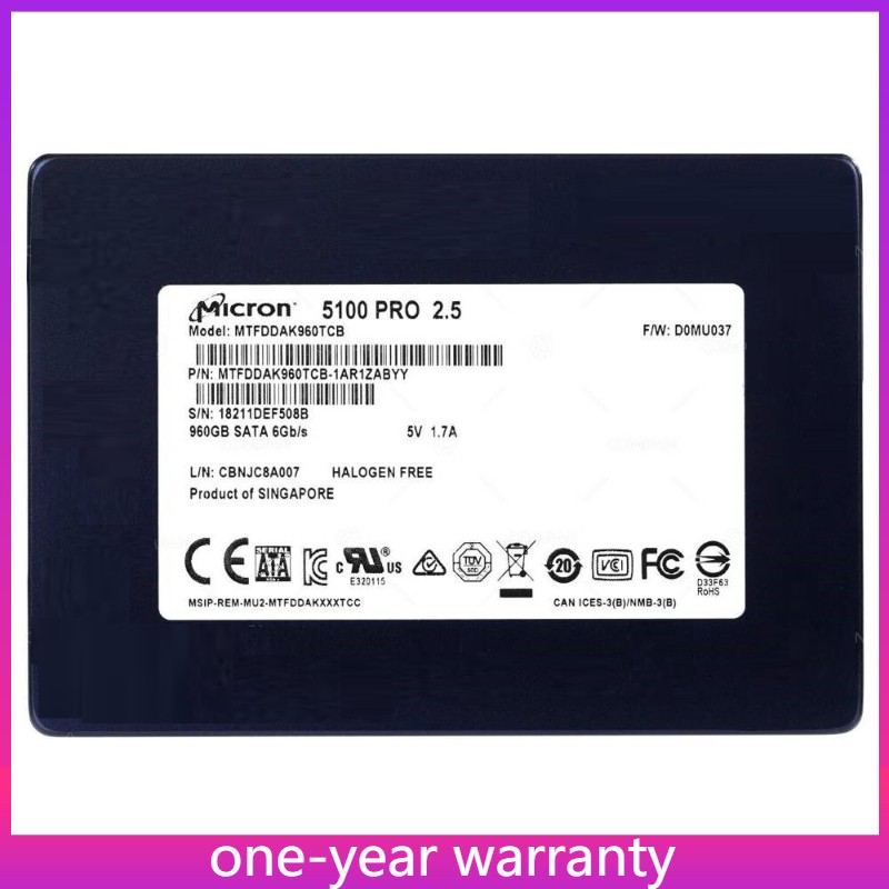 Micron 960GB 5100 PRO SSD 2.5" SATA 6Gb/s MTFDDAK960TCB-1AR1ZABYY