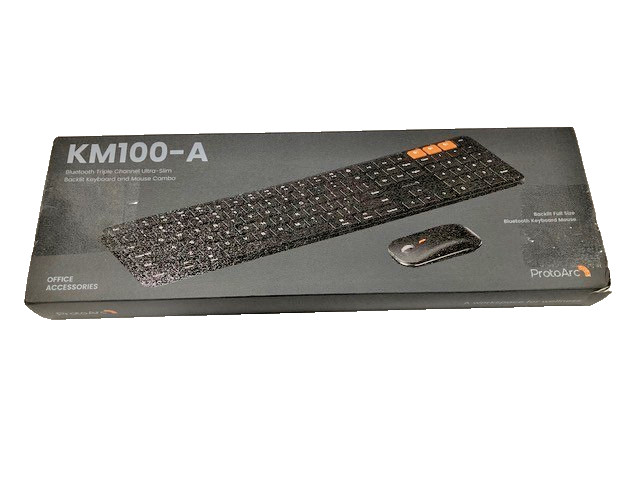 ProtoArc KM100-A Keyboard and Mouse, Bluetooth, Wireless, Black