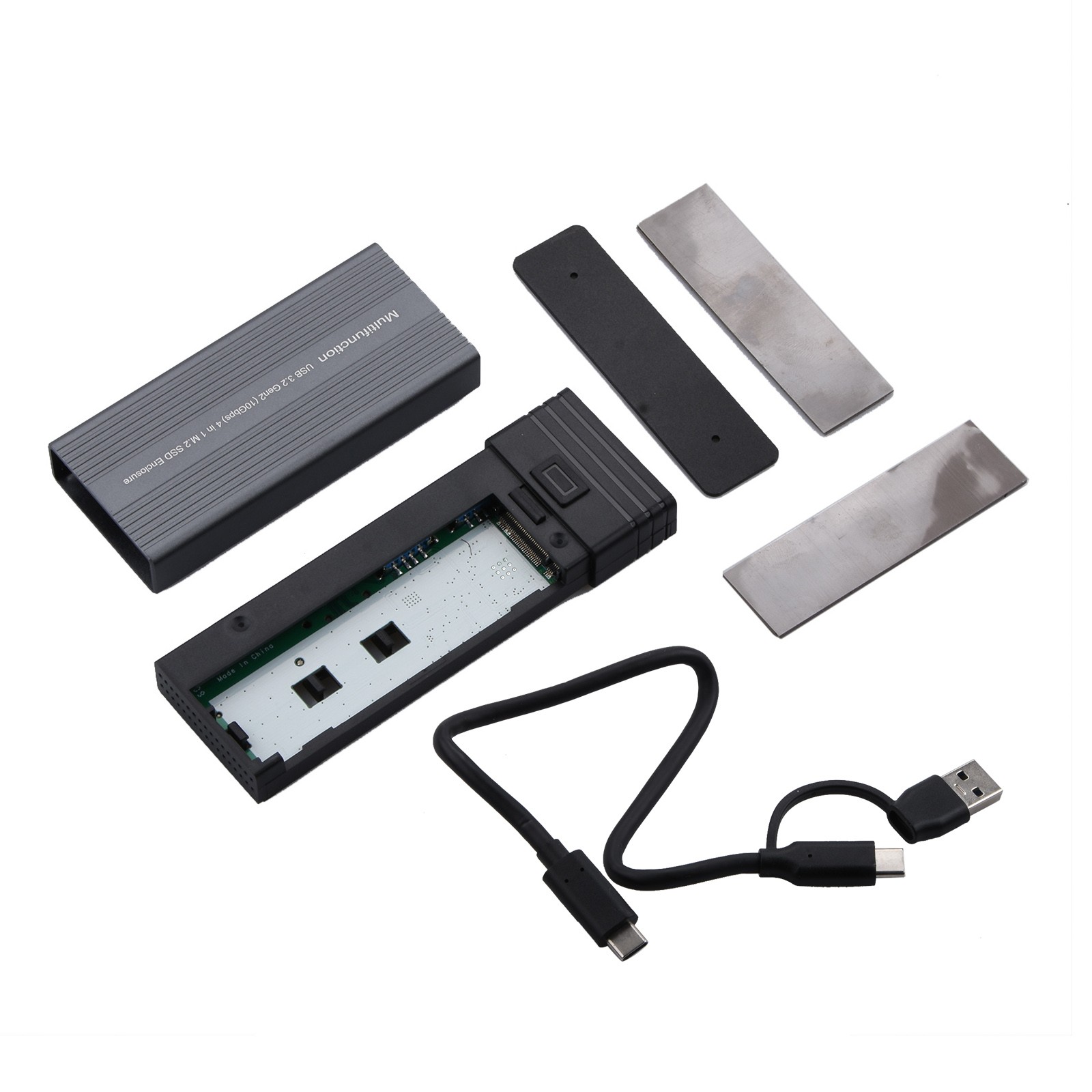 1* 10Gbps Mobile External SSD Adapter Case Multi-Functional USB Hub Design