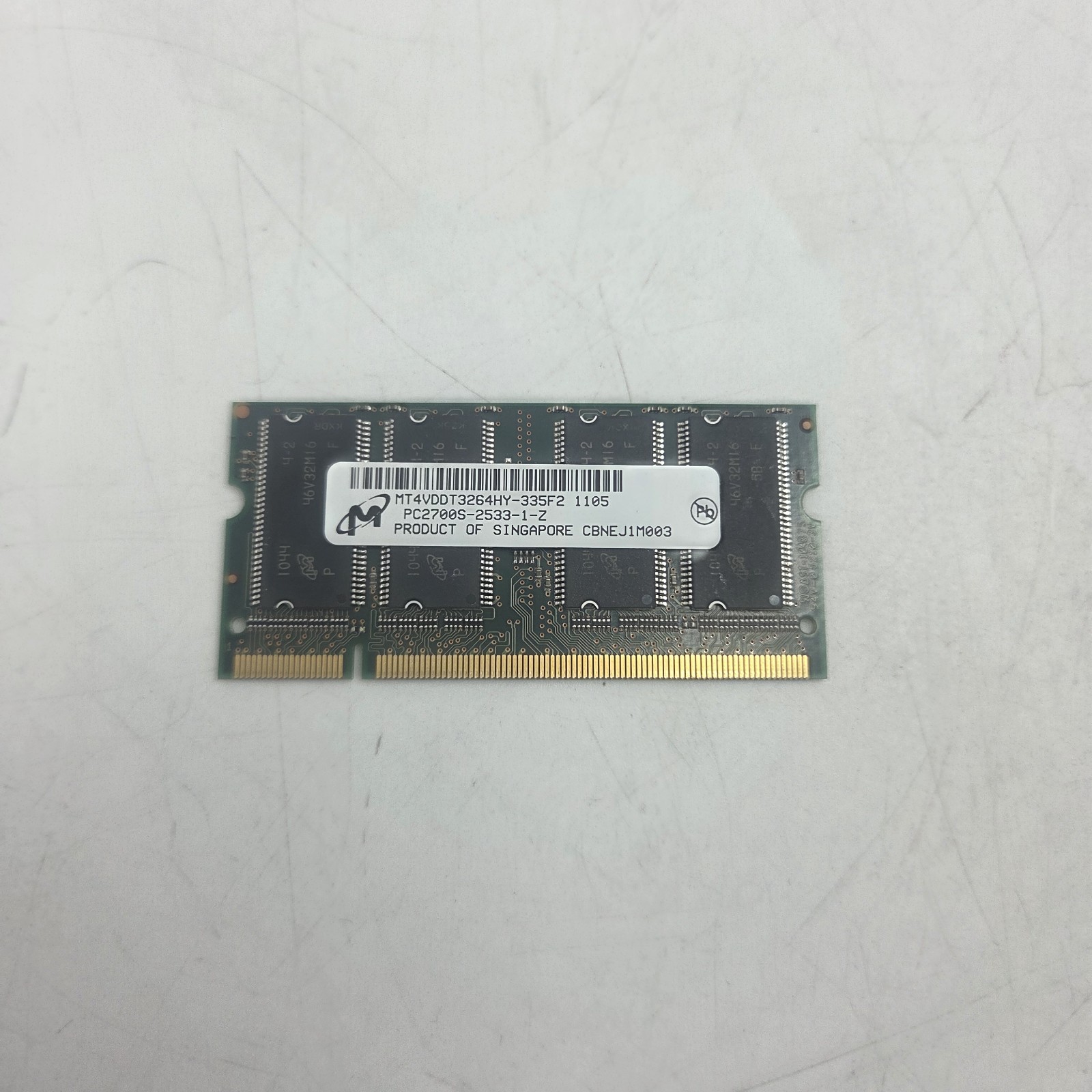 Micron 256MB DDR1-333 PC2700 200-Pin Non-ECC SO-DIMM Single Rank 32x16 RAM