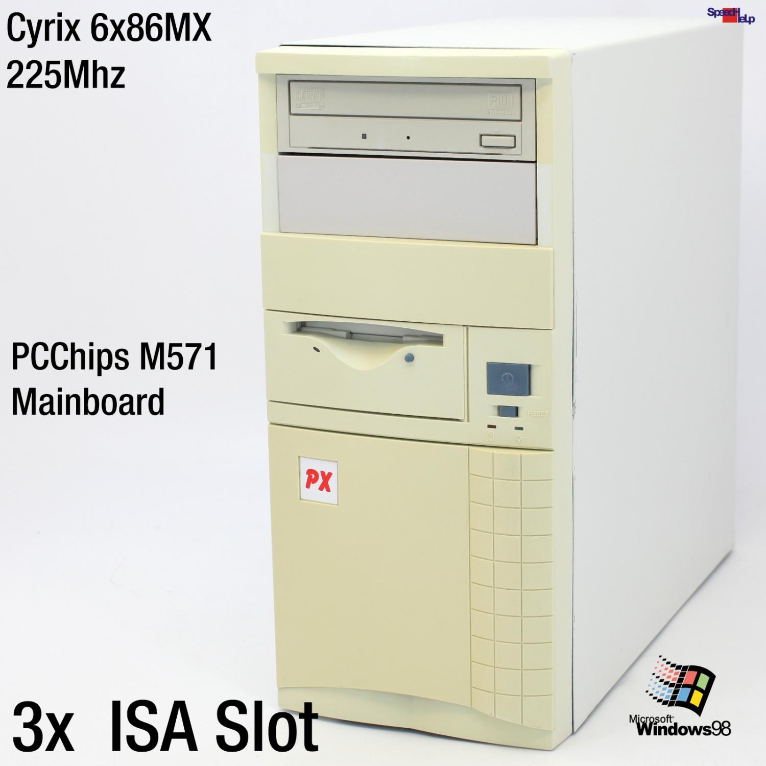 3X ISA Slot PCChips M571 Computer PC CYRIX 6X86 MX/MII PR300 225MHZ 8GB HDD W98