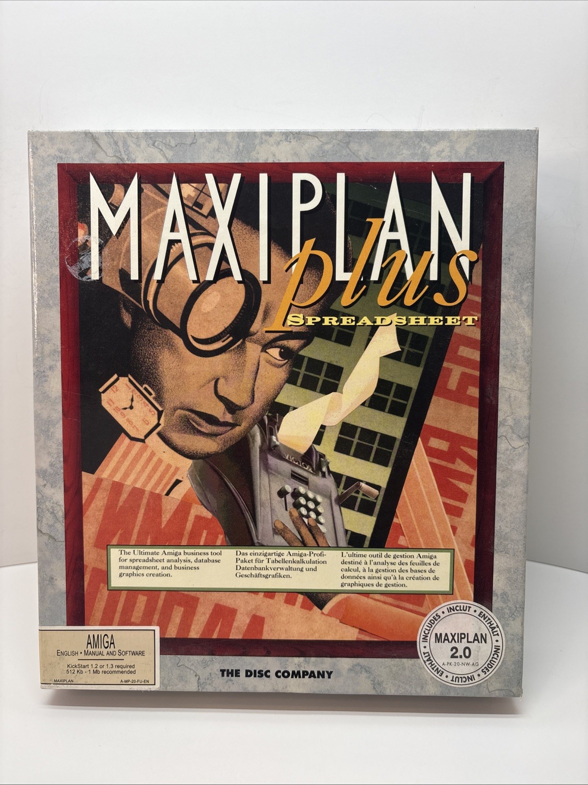 MAXIPLAN Plus Spreadsheet For AMIGA  V 2.0 - 3.5" DISK - Complete In Box