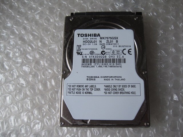 Usage 4681 hours Toshiba 2.5-inch 750GB MK7575GSX-0GQB 2011 CDI Blue 4681h