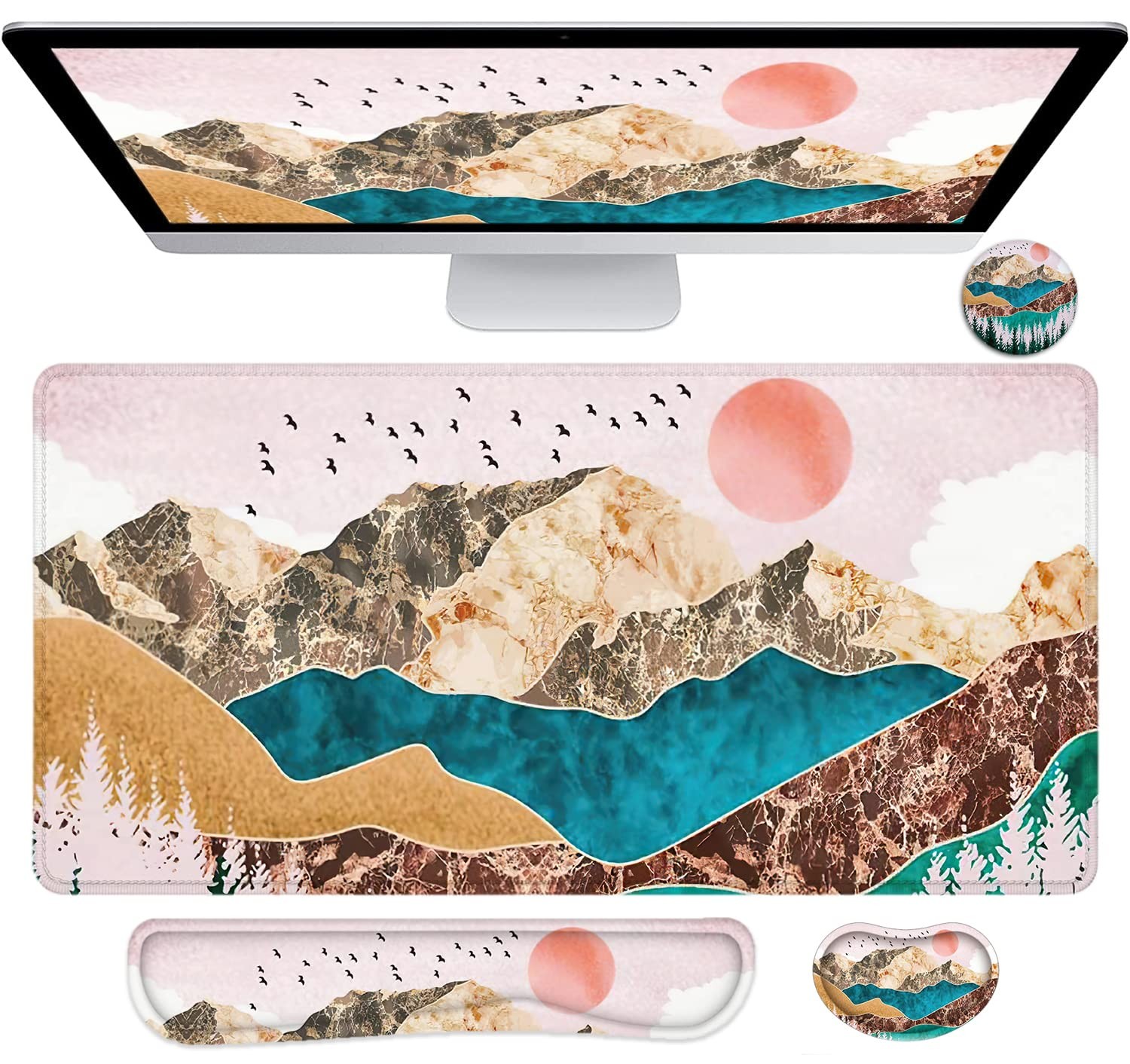Lateefah Large Extended Mouse Pad Keyboard Wrist Rest Waterproof Non-Slip
