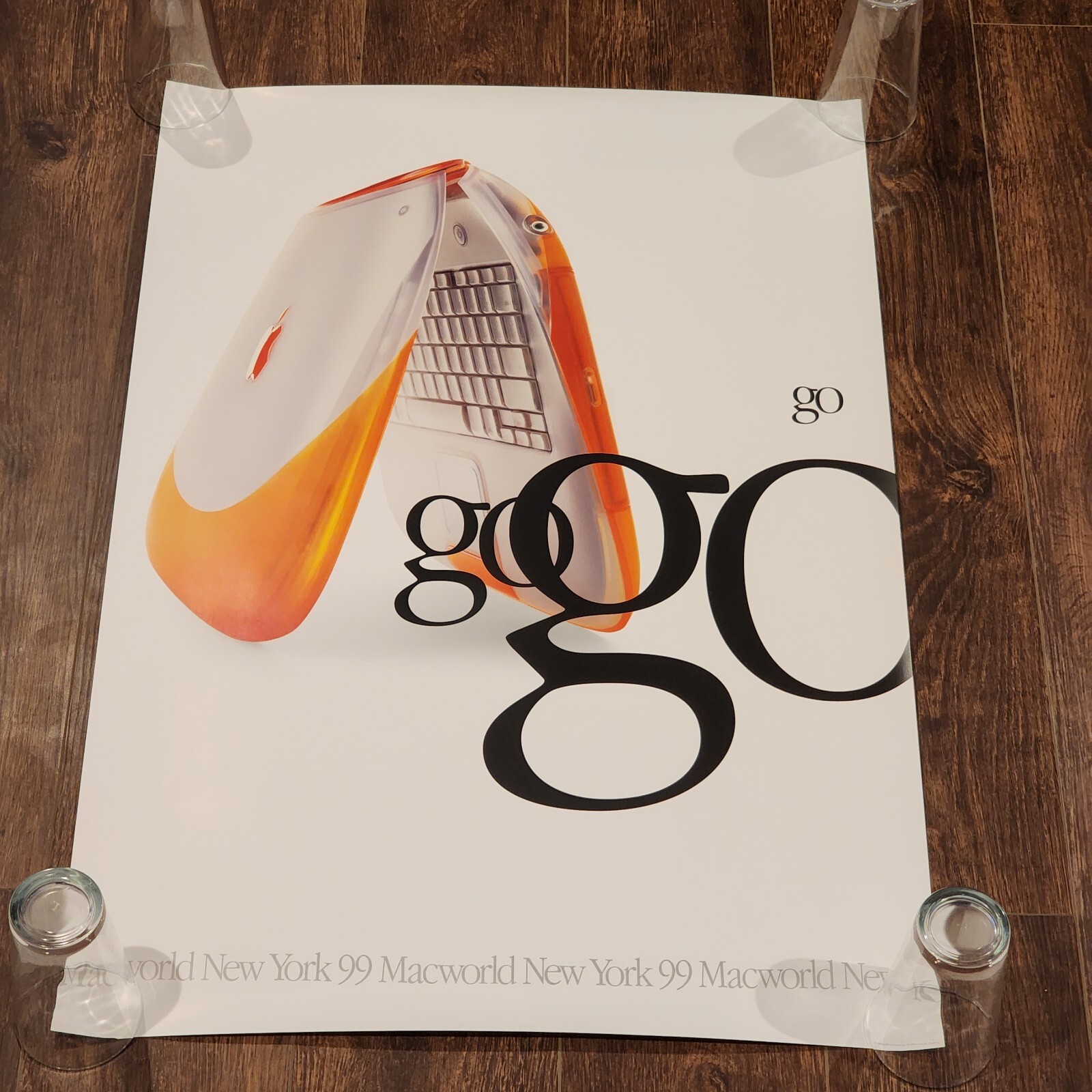 Vtg Apple Computers Poster Macworld Expo 99 New York iBook iMac Orange 24x36 90s