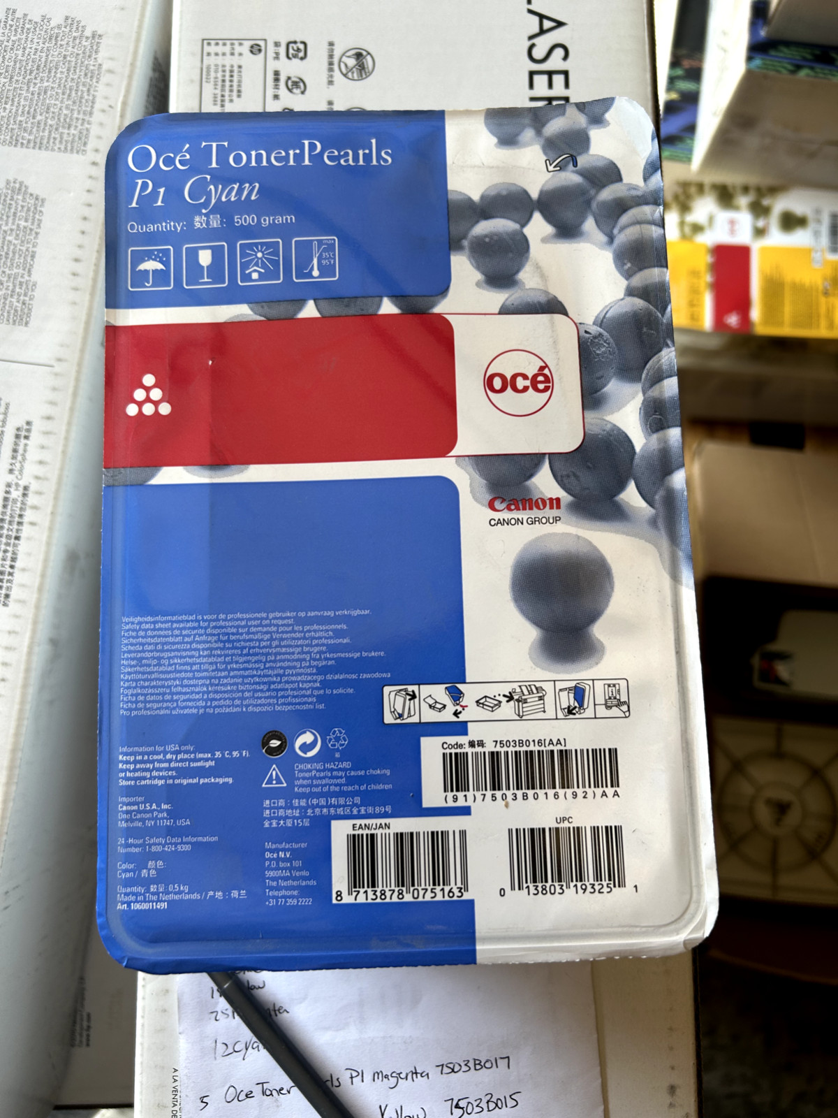 Oce P1 TonerPearls for ColorWave 600 Cyan 500 Grams 1060011491 New