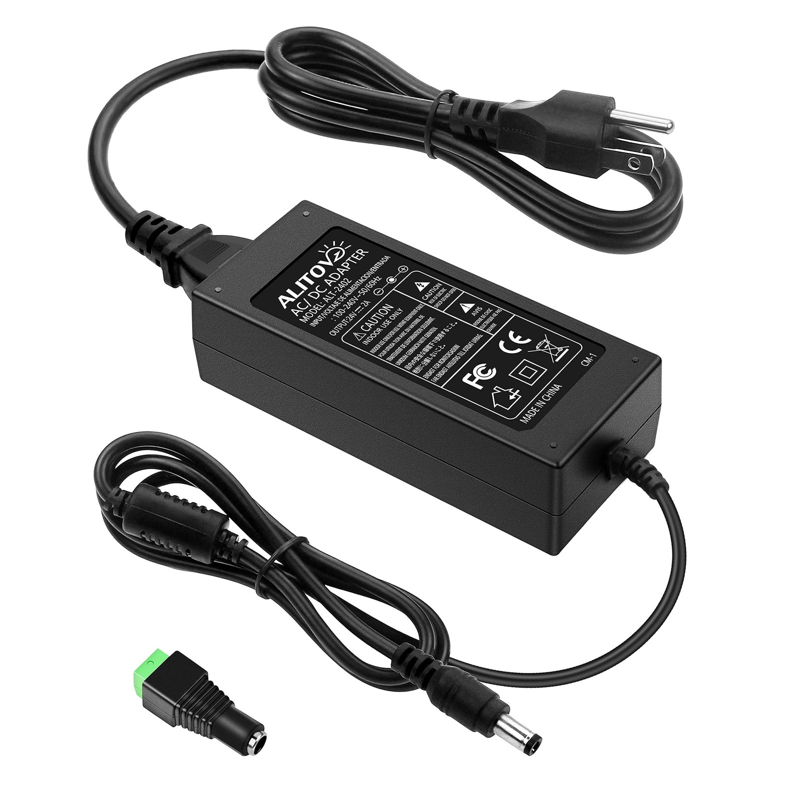 ALITOVE 24V DC Power Supply 2A 48W AC/DC Adapter 100~240V AC to DC 24 Volt 2 Amp