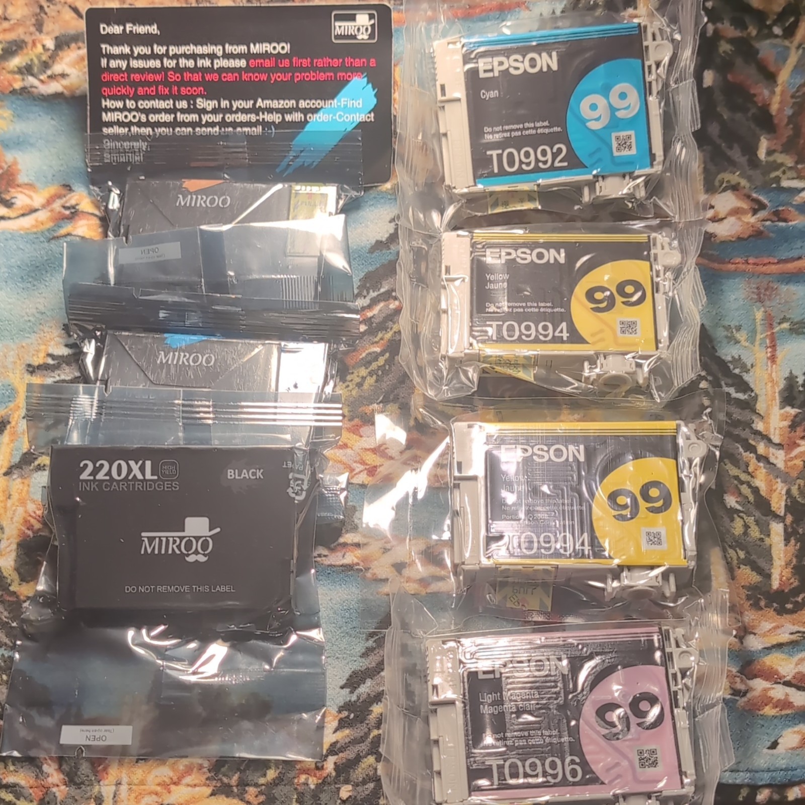 Epson 99 OEM & MIROO 220XL Ink Lot - 7 Pack - Brand New Factory Sealed No box