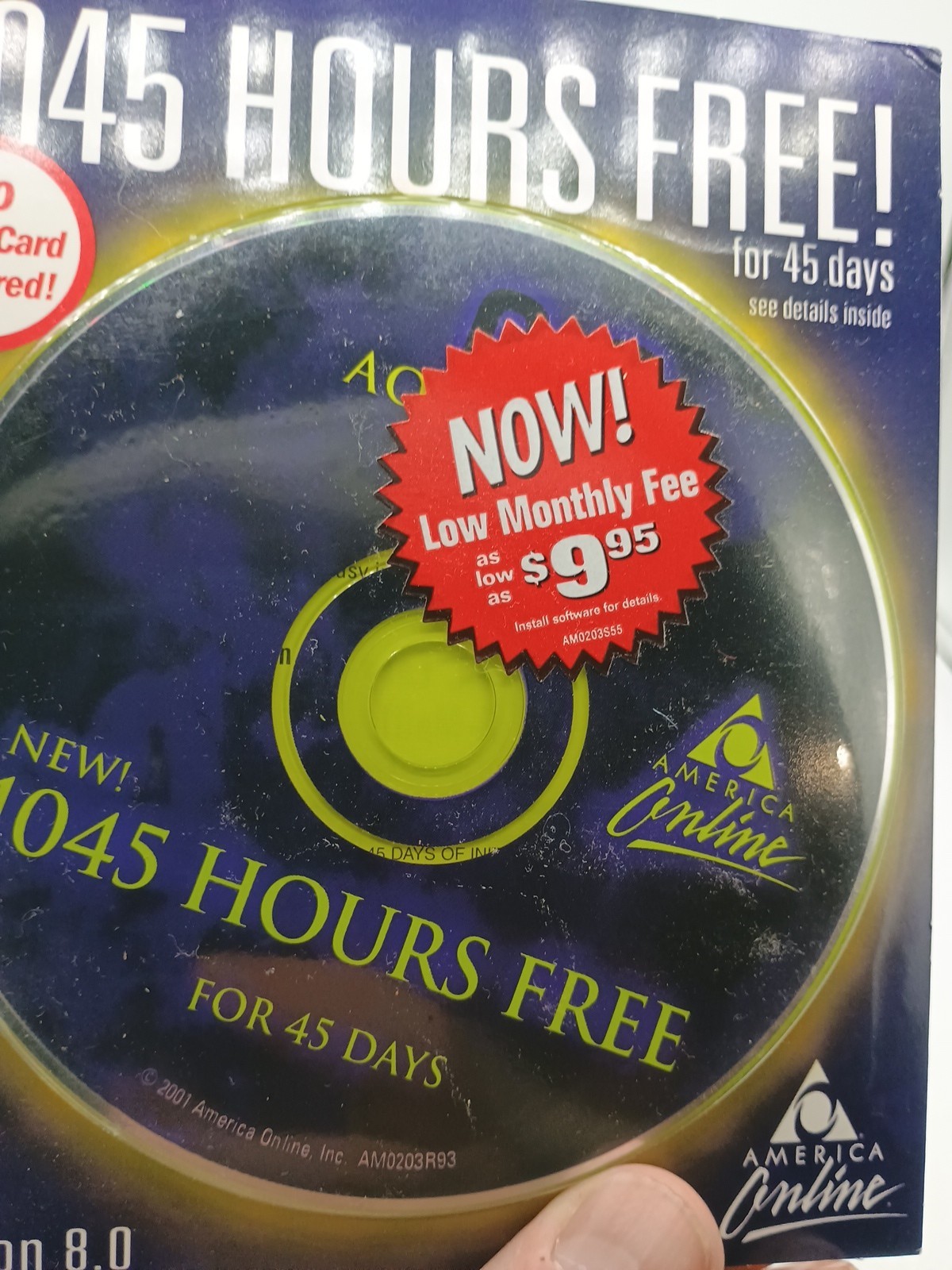 AOL 8.0 Plus CD Black Purple Gold 1025 Hrs Free Computer Software Factory Sealed