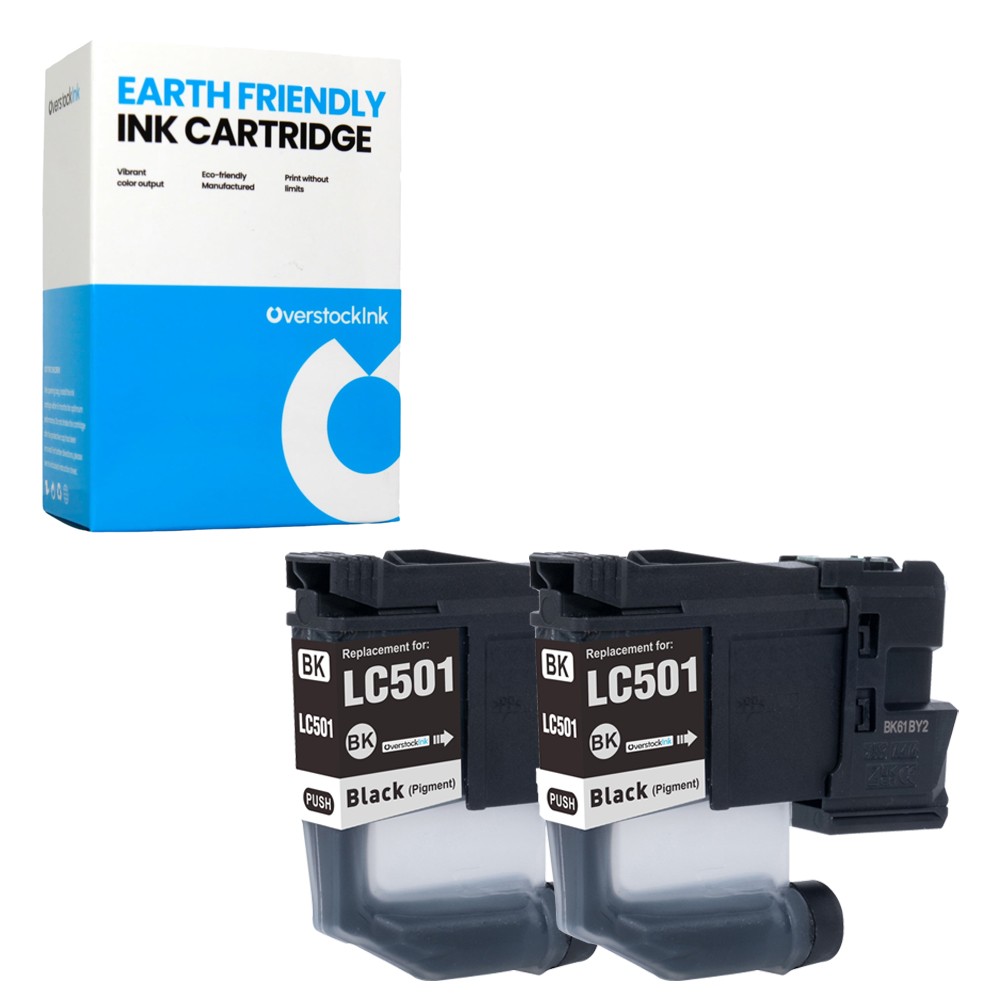 OSI Compatible 2-Pack LC501BK Ink Cartridges fits Brother MFC-J1360DW J1410DW