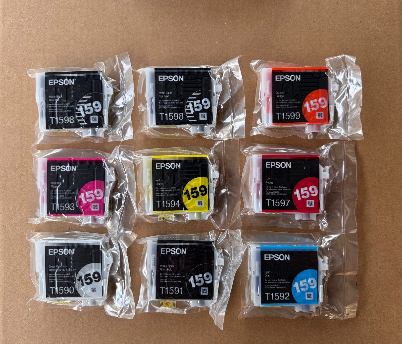 9 Epson 159 T159 UltraChrome Hi-Gloss-II Ink Cartridges R2000 2x matte black