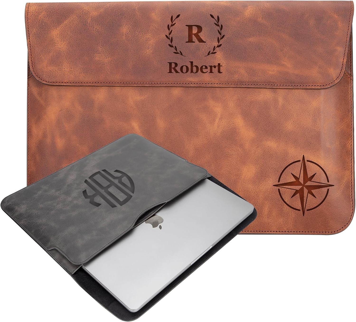 Custom Leather Laptop Sleeve for 13"/14"/15"/16" MacBook Air & Pro - Personalize