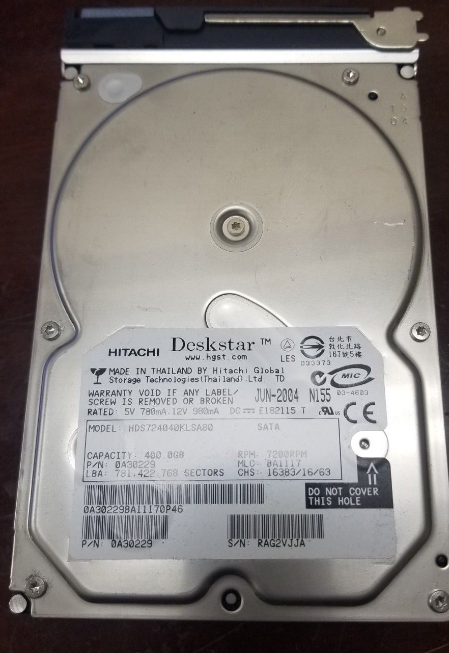 Hitachi Deskstar 400GB 7200RPM 8MB 3.5 SATA Hard Drive HDS724040KLSA80