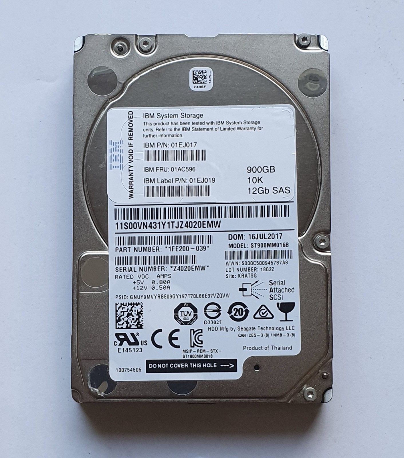 900GB SAS IBM Seagate ST900MM0168 10000rpm 12Gb/s 128MB 2.5" HDD Internal