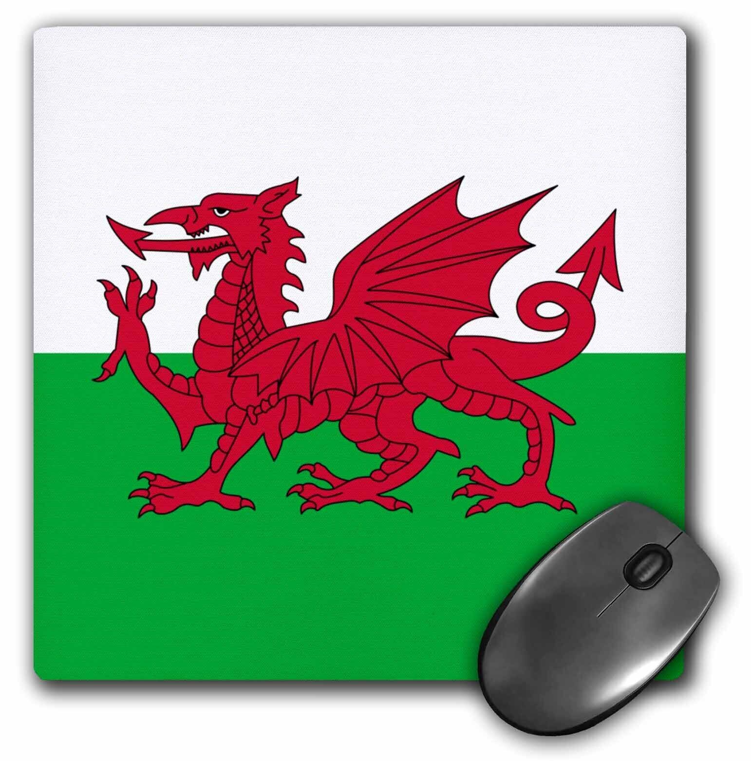 3dRose Flag of Wales - Welsh red dragon on white and green - Y Ddraig Goch UK Un