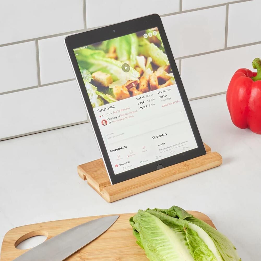 Tablet & Phone Holder Simple Natural Bamboo by Home Basics