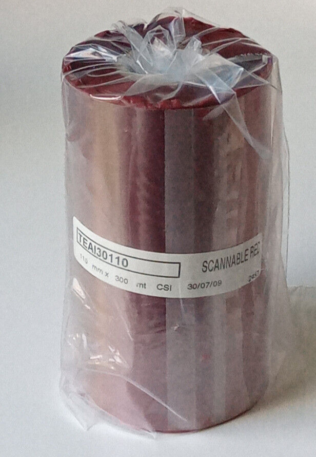 1x TEC I30110 Scannable RED RED Resin Thermal Transfer Ribbon 105mm X 300m Ink IN
