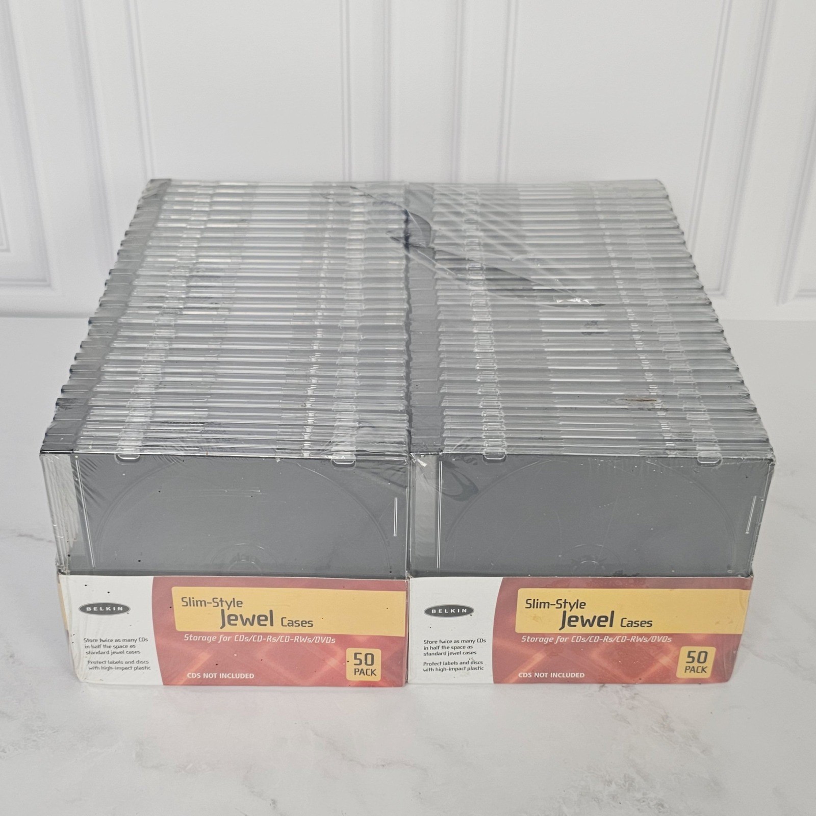 Belkin Slim-Style Jewel Cases 100 Pack Clear Black F8E031-100 Media Vintage