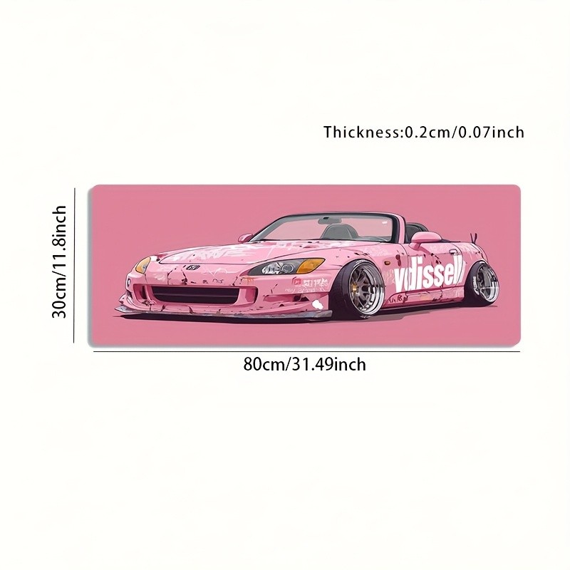 1pc Large-sized Esports Gaming Mouse Pad with a Pink Graffiti Sports Car Art-s