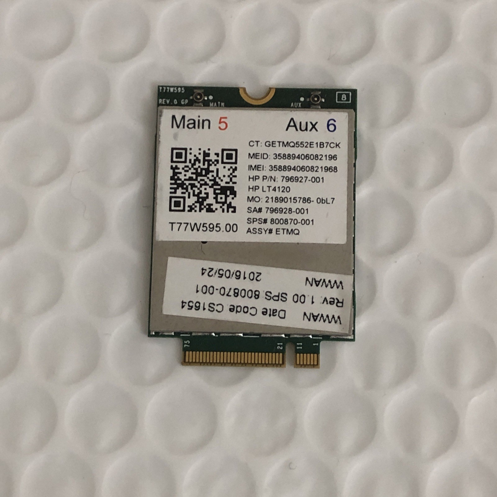 HP lt4120 4G LTE 3G M.2 Wireless Cellular Modem Card  796927-001 .