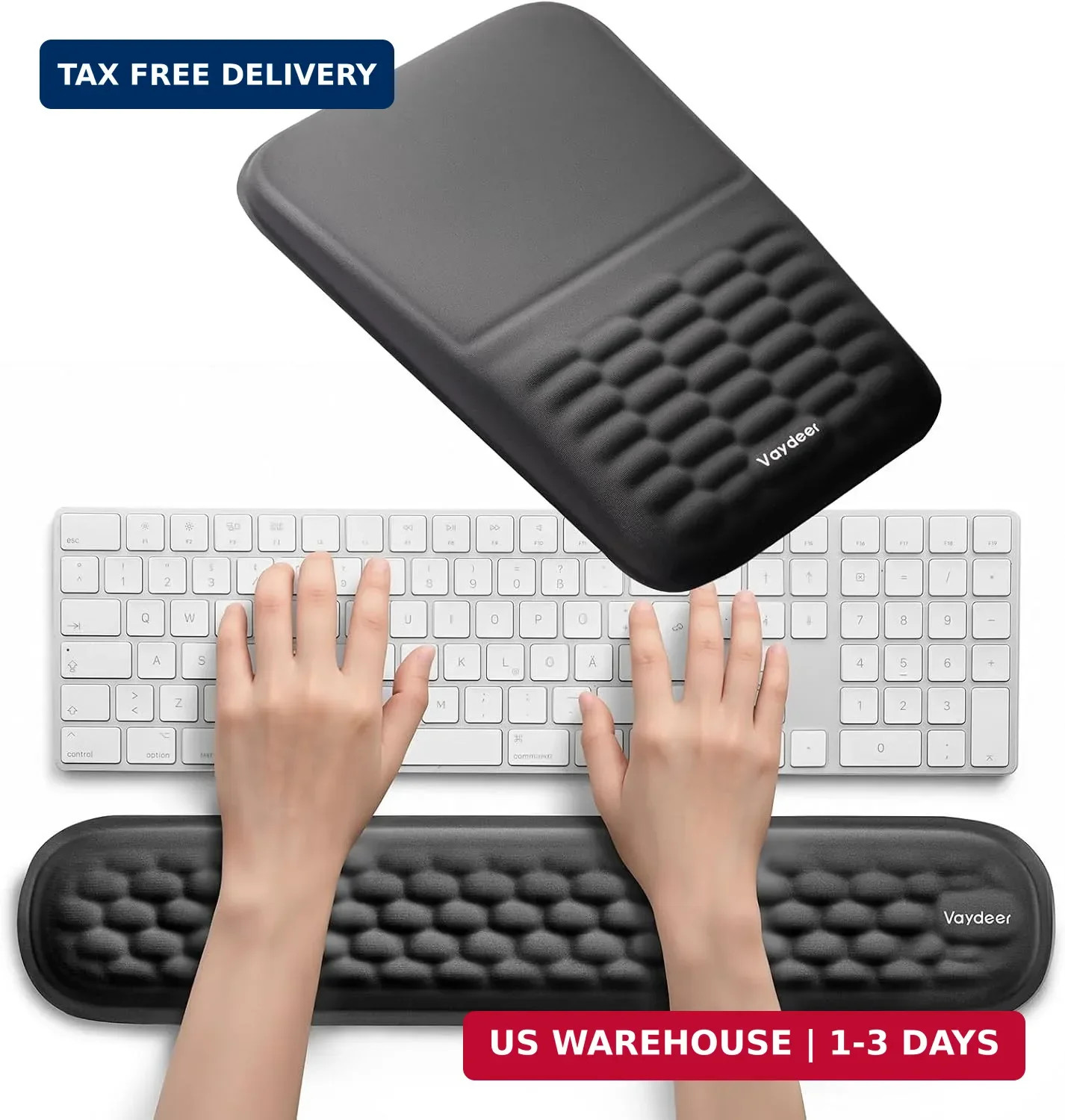 Vaydeer Memory Foam Keyboard Wrist Rest and Mouse Pad with Wrist Rest Set