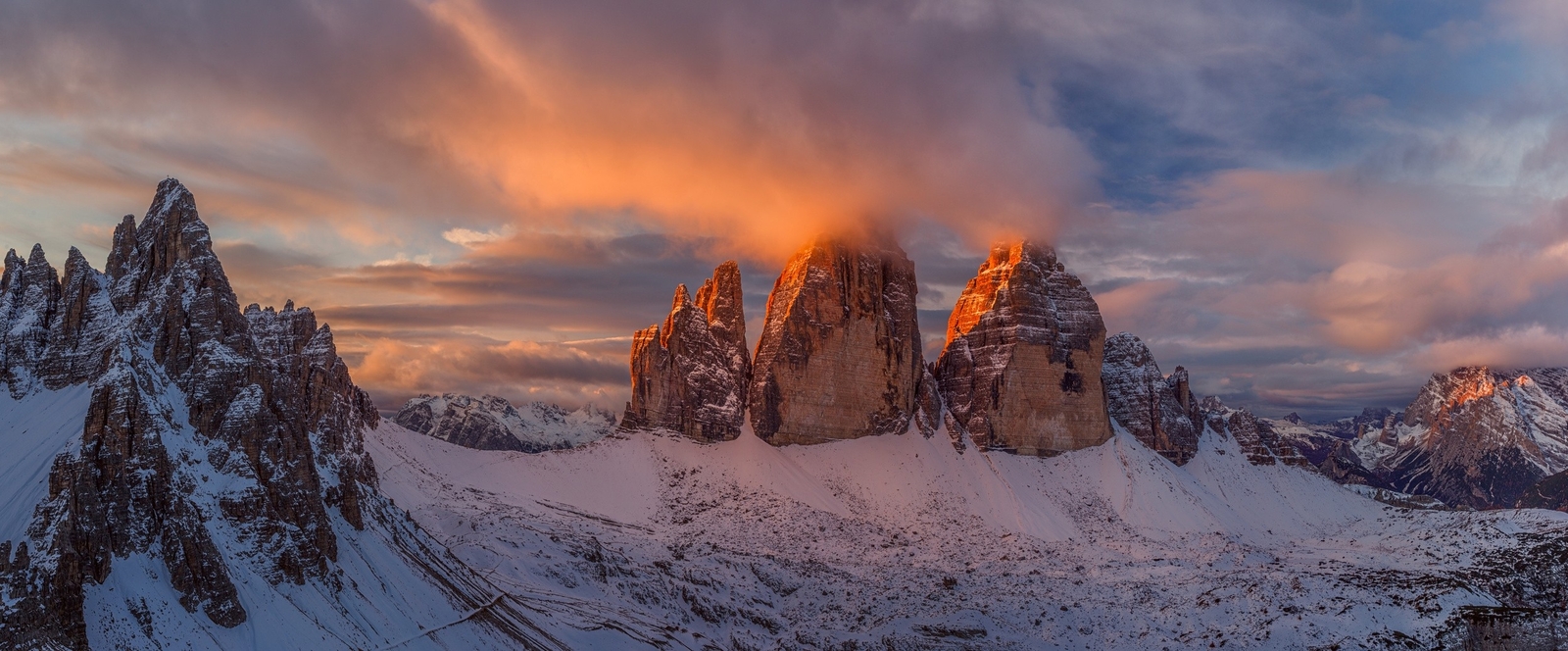 Landscape nature italy mountains sunset snow sky Custom Gaming Mat Desk