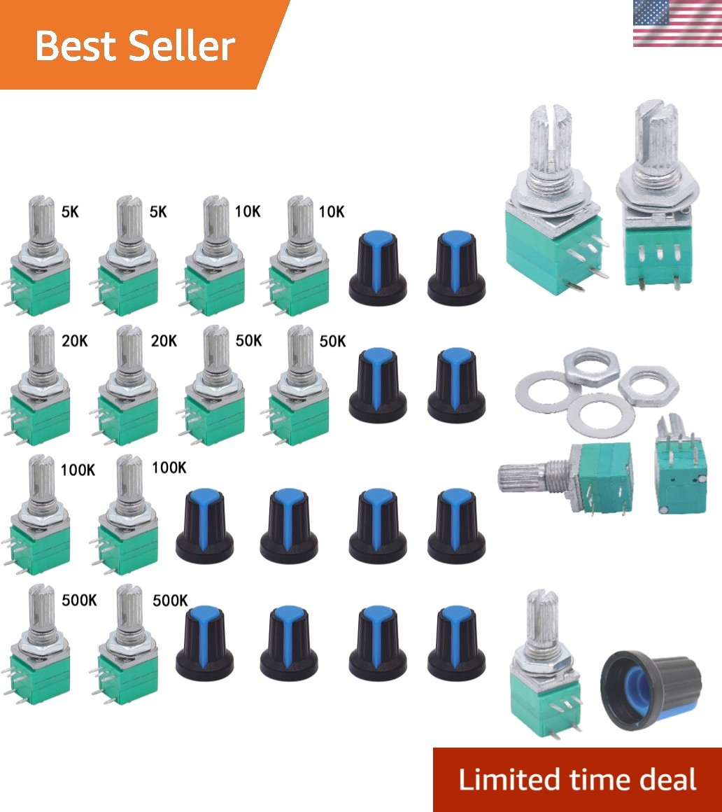 12Pcs Single Linear Rotary Seal Amplifier Potentiometers Type with Switch 5k,...