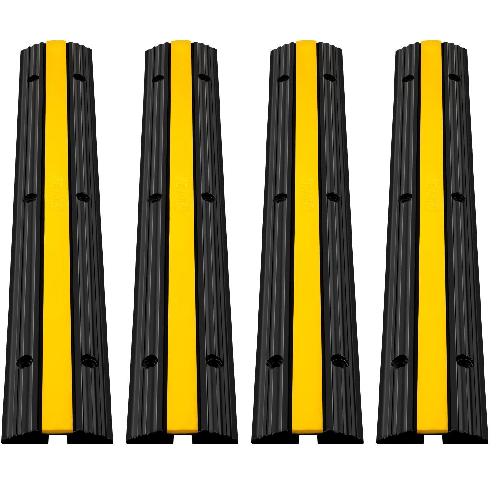 4-Channel 22046lb Rubber Cable Protector Ramp, Heavy Duty Cord Cover