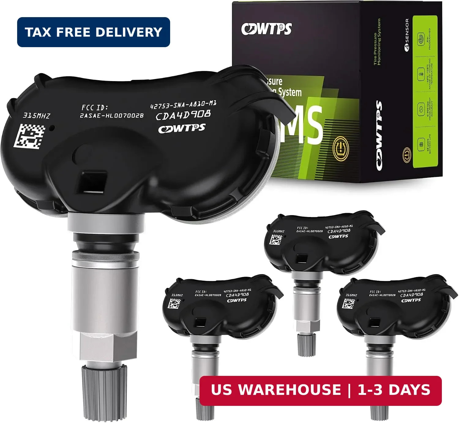 CDWTPS TPMS Sensor,315Mhz Acura Honda Tire Pressure Monitor Sensor set of 4