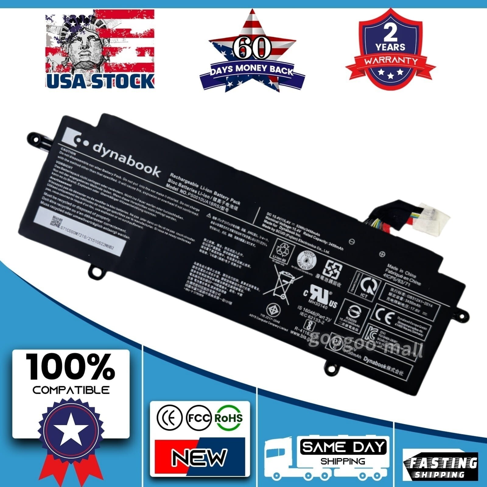 New Original OEM PS0010UA1BRS Battery for Toshiba Dynabook Portege X30W X30W-J