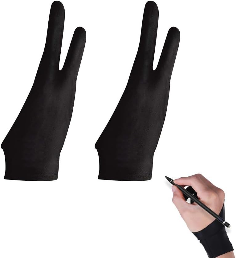 Two Finger Digital Drawing Glove Artist Glove for Drawing Tablet, Sketching, R/L