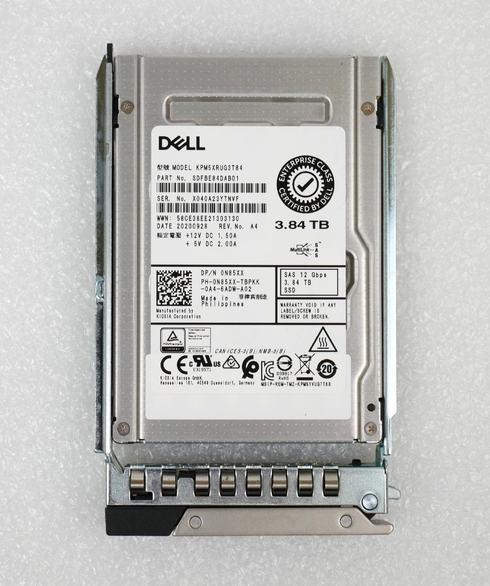DELL 0N85XX N85XX KPM5XRUG3T84 3.84TB 12Gb/s SAS 2.5" Server SSD *74%-80% HEALTH