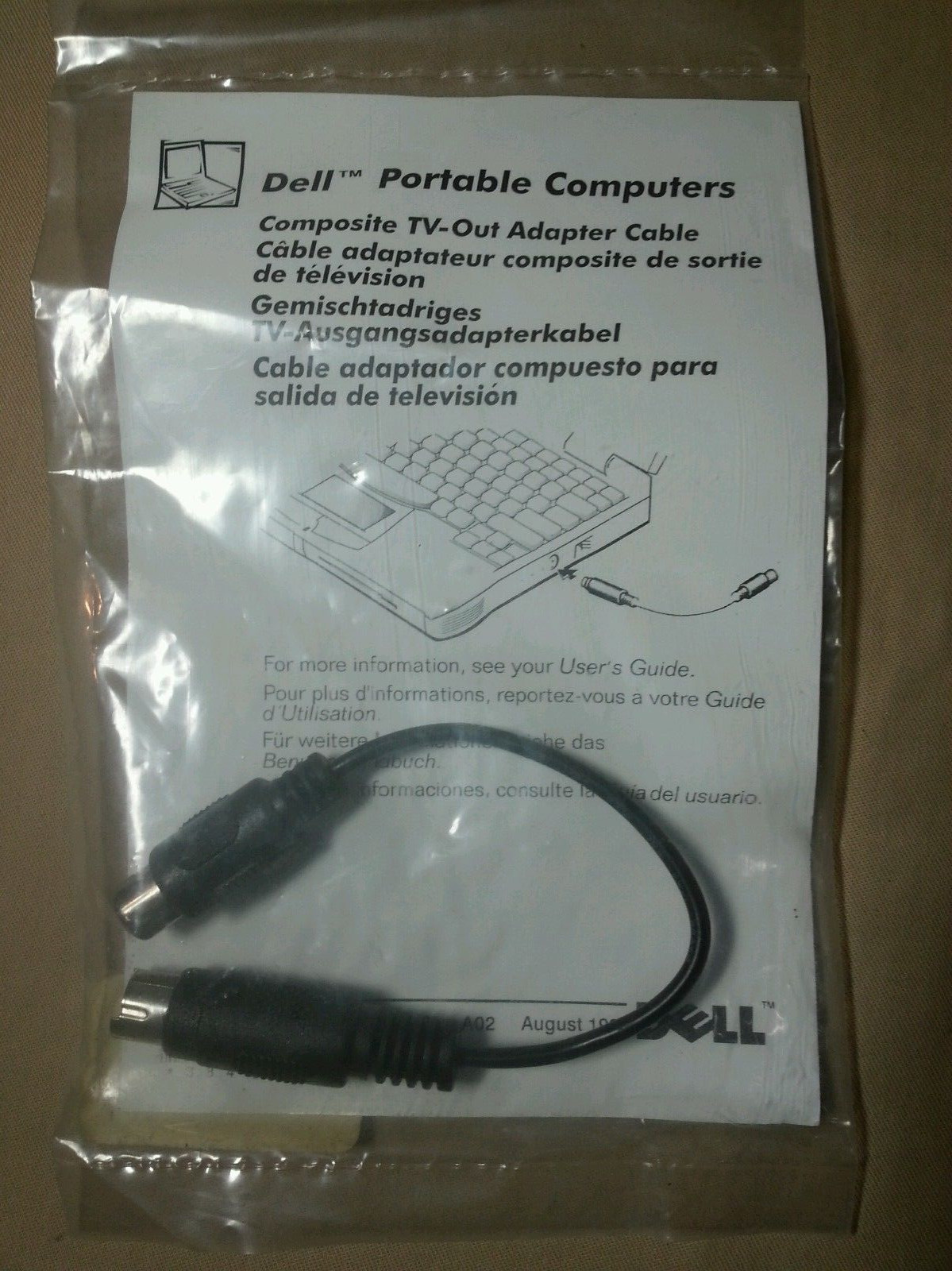 Dell Inspiron Latitude Composite S-Video RCA TV Out Adapter Cable 7309P 3848P 