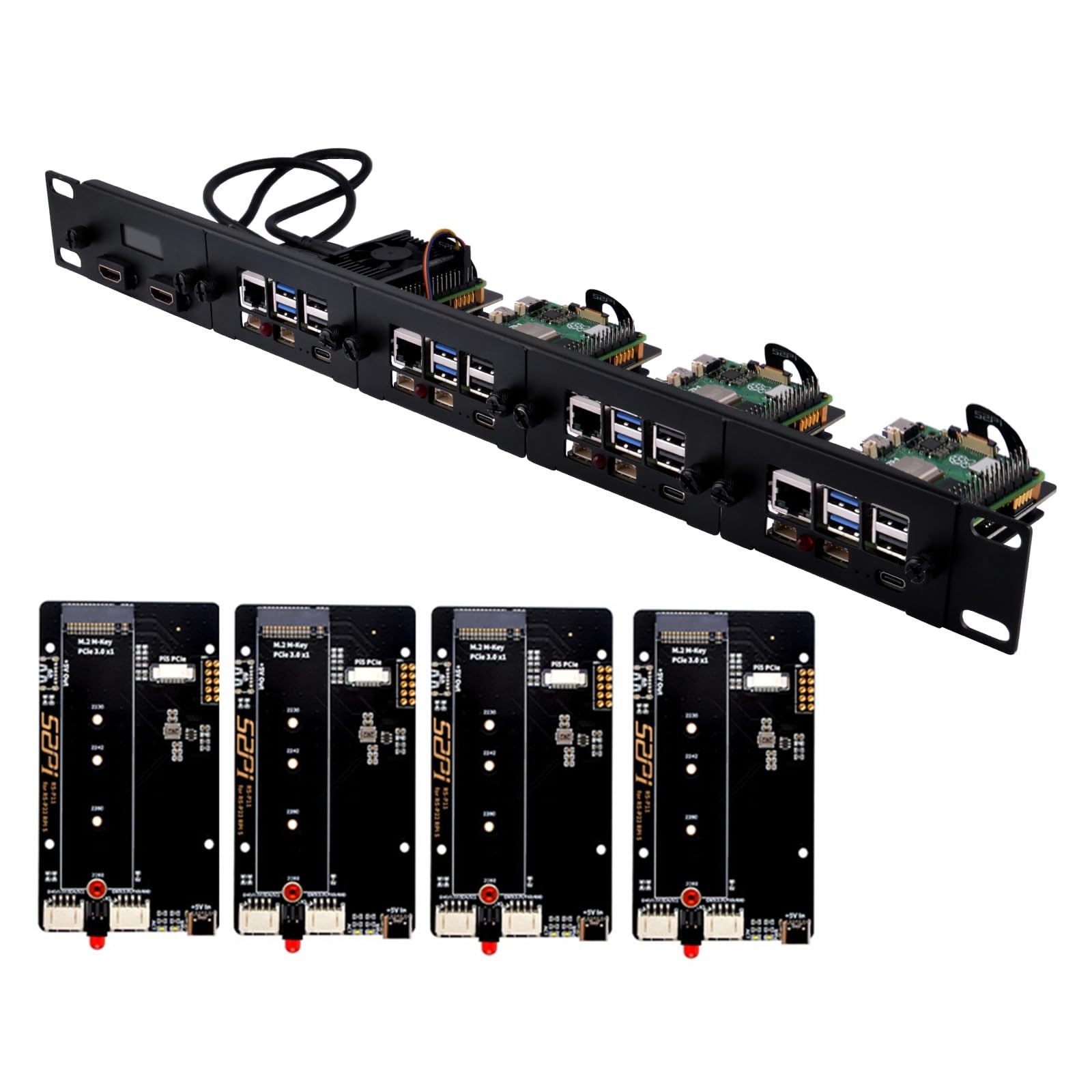 GeeekPi 19 inch 1U Rack Mount for Raspberry Pi 5, x 19 inches x 24 