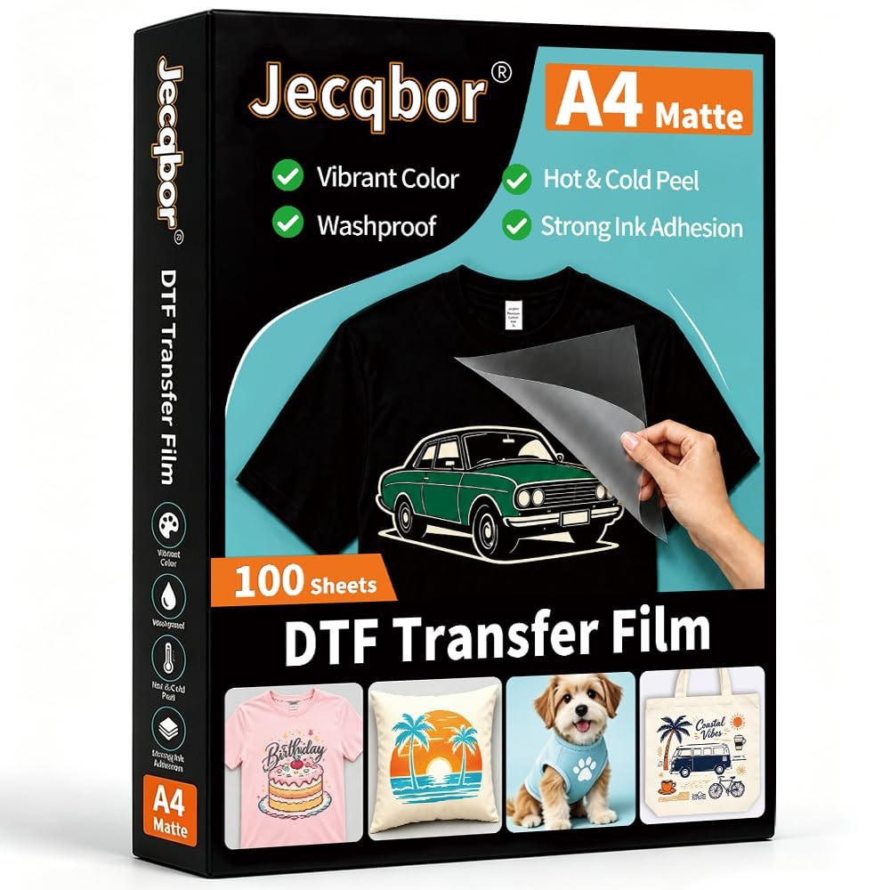 DTF Transfer Film Paper, 100 Sheets A4 Double-Sided Matte DTF Film
