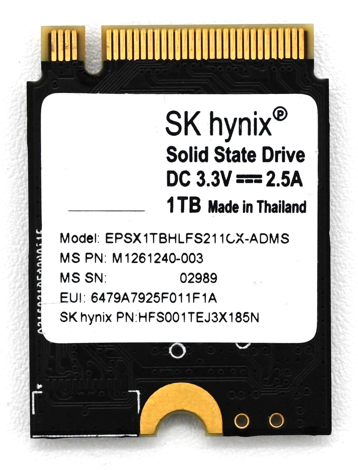 1TB MS M.2 2230 NVMe PCIe 4.0x2 SSD EPSX1TBHLFS211CX-ADMS Microsoft M1261240-003